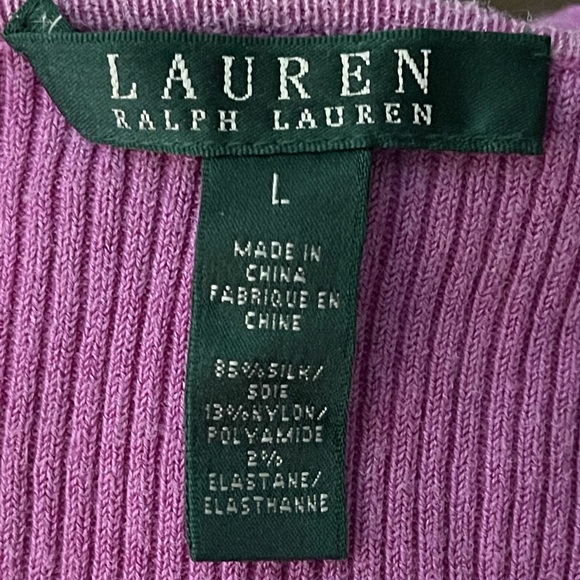 Lauren Ralph Lauren Sleeveless Ruffle Collar Silk Blend Top Light Plum - Picture 12 of 12